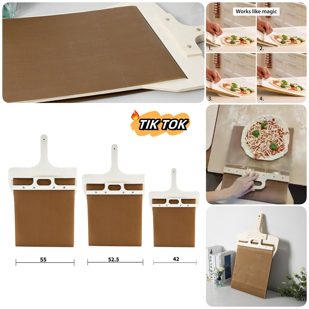 Sliding Pizza Peel Shovel Storage Board Pala Pizza Kitchen Gadgets