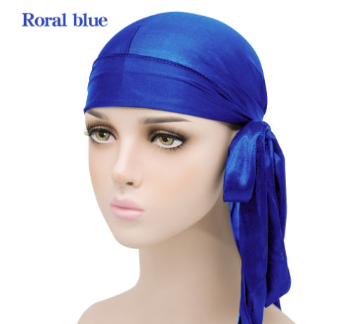 Thickened Turban Hat Silk Long Tail Pirate Hat Cloak